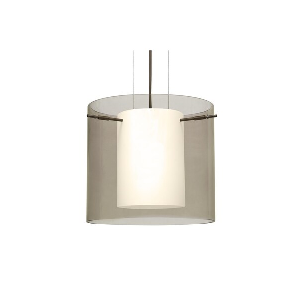 Besa Lighting Pahu 12 Cable Pendant, Trans. Smoke/Opal, Bronze Finish, 1x100W Incandescent 1KG-S18407-BR - main